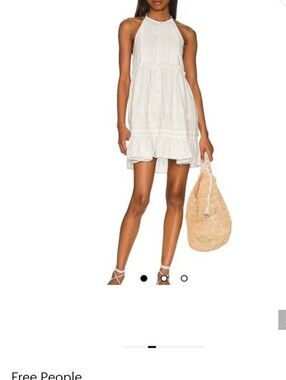 Free People Cream Tiered Halter Button-Front Midi Dress